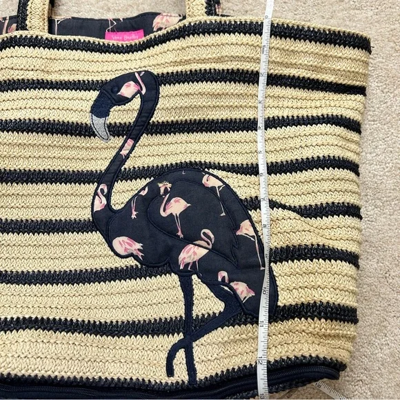 Vera Bradley Flamingo Applique Straw Beach Shoulder Tote Bag - Picture 10 of 16